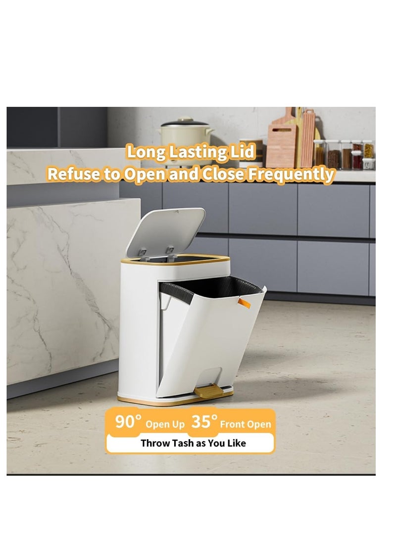 CityRiya-Long Trash Can with Lid, Plastic Garbage can with Press top Lid, Gold Step Pedal Trash can, Narrow Trash bin for Kitchen, Bathroom, Bedroom, Living Room, Office Trash Can（12L）  - Image 4