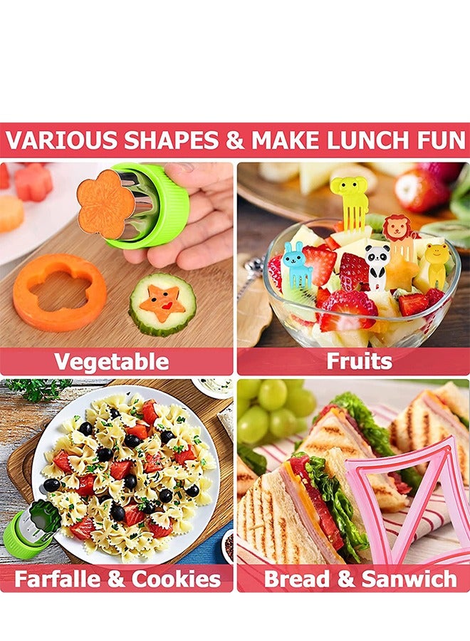 Sandwich Cutters Set, 23Pcs for Children Vegetables Fruits Cutter 5Pcs Sandwich Cutters Dinosaur Dolphin Train Stars Heart Shapes, 8Pcs Stainless Steel Cutters and 10Pcs Food Kid Fork - Image 3