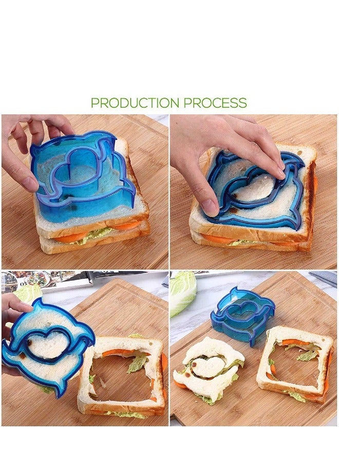 Sandwich Cutters Set, 23Pcs for Children Vegetables Fruits Cutter 5Pcs Sandwich Cutters Dinosaur Dolphin Train Stars Heart Shapes, 8Pcs Stainless Steel Cutters and 10Pcs Food Kid Fork - Image 2