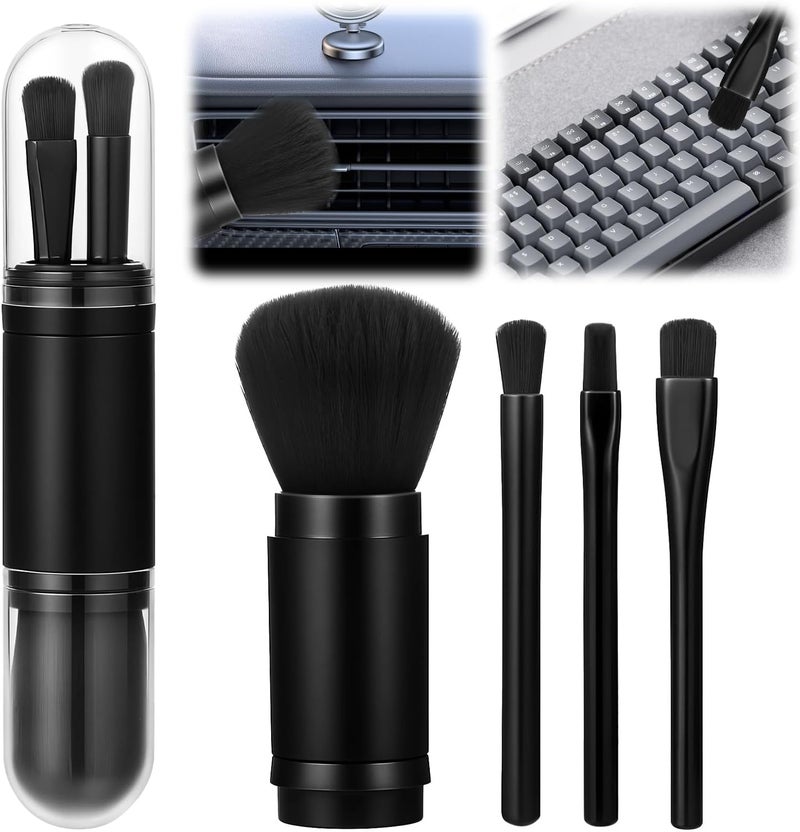 Eldraqth 4 Pack Exquisite Duster Brush Kit, Mini Keyboard Cleaning Brushes Kit Model Cleaning Brush Nylon Anti Static Electronic Dust Brushes Efficient Dust Removal for Digital Devices Car Interior - Image 1