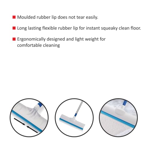 Kleeno Cello Kleeno Standee Telescopic Floor Wiper | Durable, Ergonomic, and Efficient Cleaning Solution for Sparkling Floors | Moulded Rubber Lip | White and Blue - Image 3