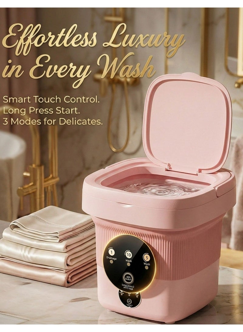 Portable Mini Folding Clothes Washing Machine, Bucket Automatic Mini Household Underwear Foldable Bucket Washer Baby Clothes Washing Machine, Suitable for Travelling, Camping, Apartment Dorm - Image 5