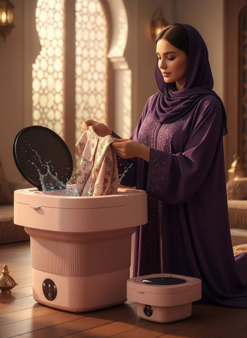 Portable Mini Folding Clothes Washing Machine, Bucket Automatic Mini Household Underwear Foldable Bucket Washer Baby Clothes Washing Machine, Suitable for Travelling, Camping, Apartment Dorm - Image 3