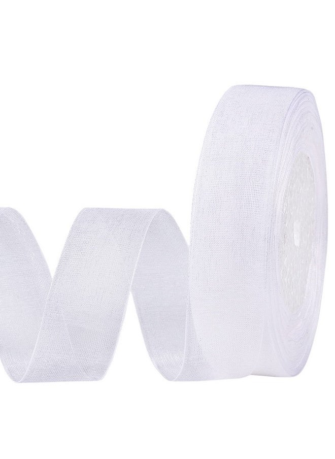 molshine - 50 Yards X 1 Inch Shimmer Sheer Organza Ribbon,Chiffon Fabric Ribbons For Bouquets Garland,Bowknot,Wedding,Gift Wrapping,Hair,Crafts,Decoration (White) - Image 1