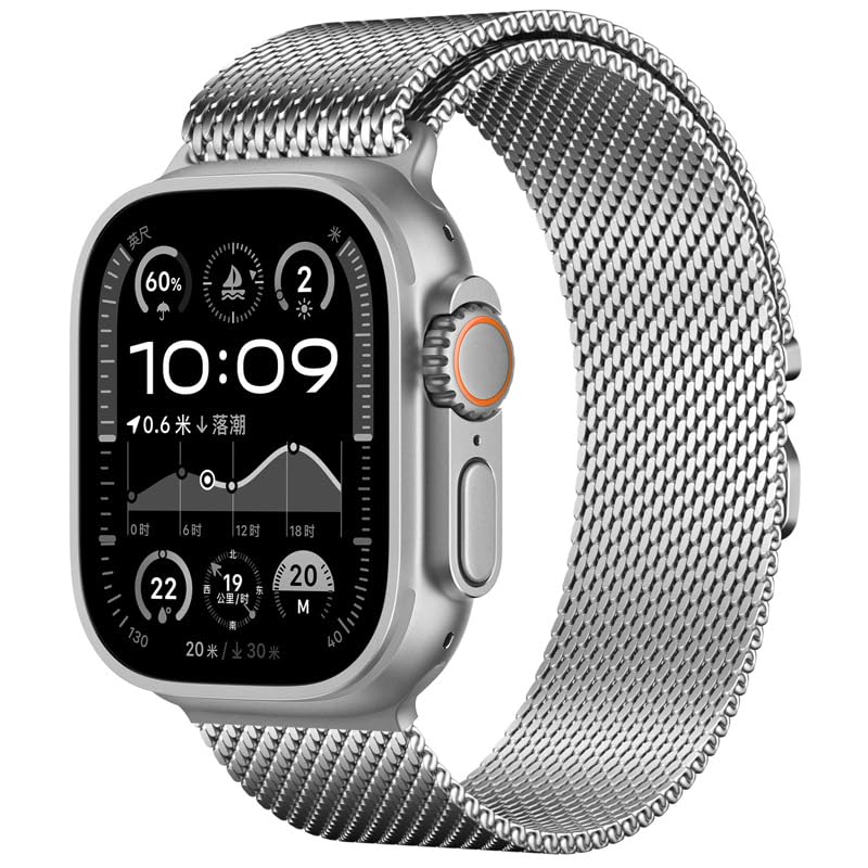 Stainless Steel Milanese Smartwatch Replacement Band Compatible with Apple Watch Ultra 2/Series 10/9/8/7/6/SE, Sizes 49/46/45/44/42mm – Men Women - Image 1