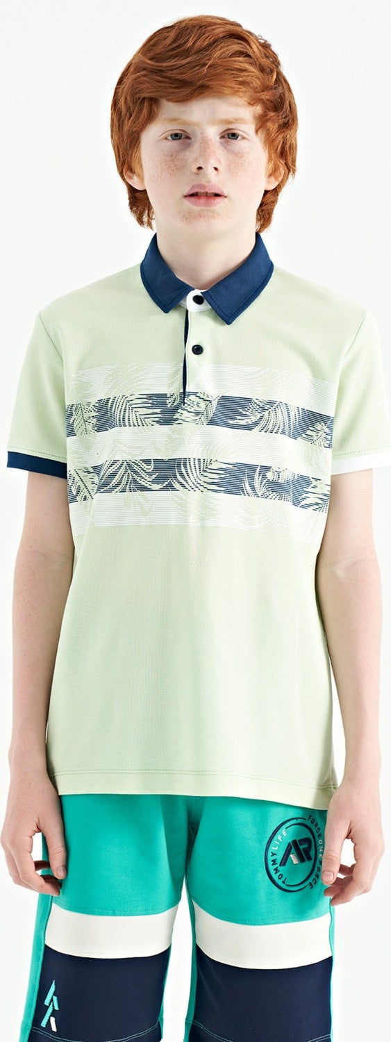 Tommy Life Light Green Embroidery Detailed O Neck Standard Pattern Boy T-Shirt - 11115 - Image 1