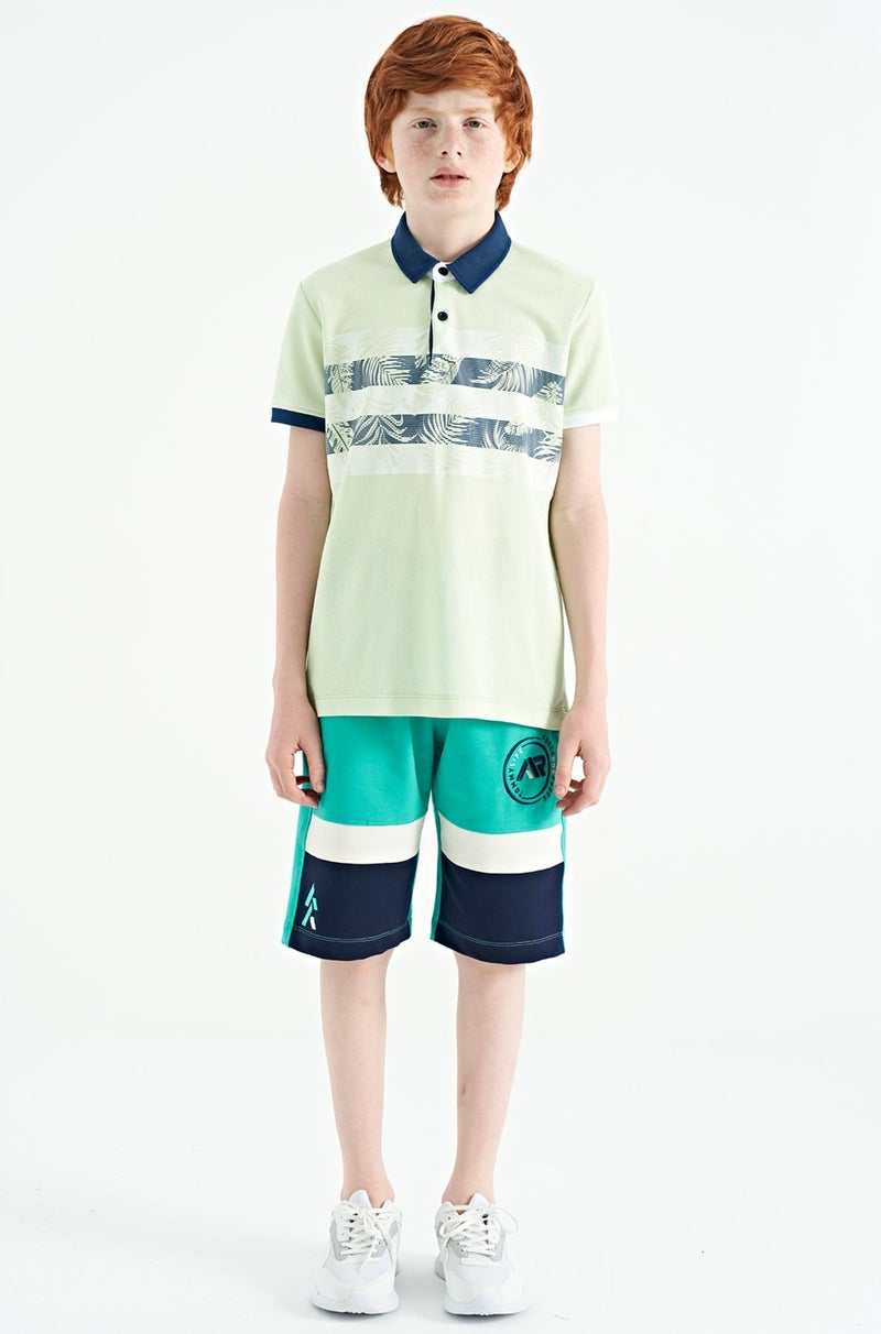 Tommy Life Light Green Embroidery Detailed O Neck Standard Pattern Boy T-Shirt - 11115 - Image 3