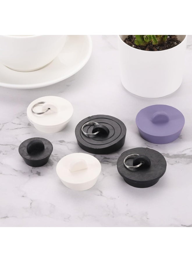 كيلا عبوة من 4 سدادات تصريف مطاطية مع حلقة تعليق، سدادة تصريف حوض الاستحمام تناسب مقاس 1-1/2 بوصة إلى 1-3/4 بوصة، سدادة تصريف مطاطية لحوض الاستحمام والمطبخ والحمام، لون أسود - Image 3