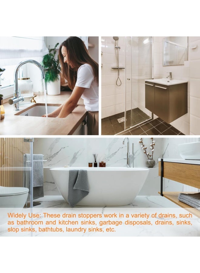 كيلا عبوة من 4 سدادات تصريف مطاطية مع حلقة تعليق، سدادة تصريف حوض الاستحمام تناسب مقاس 1-1/2 بوصة إلى 1-3/4 بوصة، سدادة تصريف مطاطية لحوض الاستحمام والمطبخ والحمام، لون أسود - Image 5