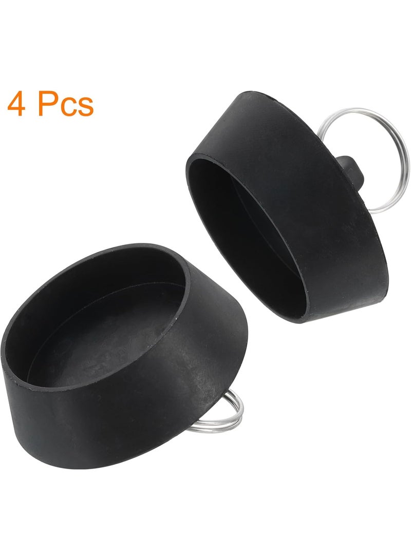 كيلا عبوة من 4 سدادات تصريف مطاطية مع حلقة تعليق، سدادة تصريف حوض الاستحمام تناسب مقاس 1-1/2 بوصة إلى 1-3/4 بوصة، سدادة تصريف مطاطية لحوض الاستحمام والمطبخ والحمام، لون أسود - Image 4