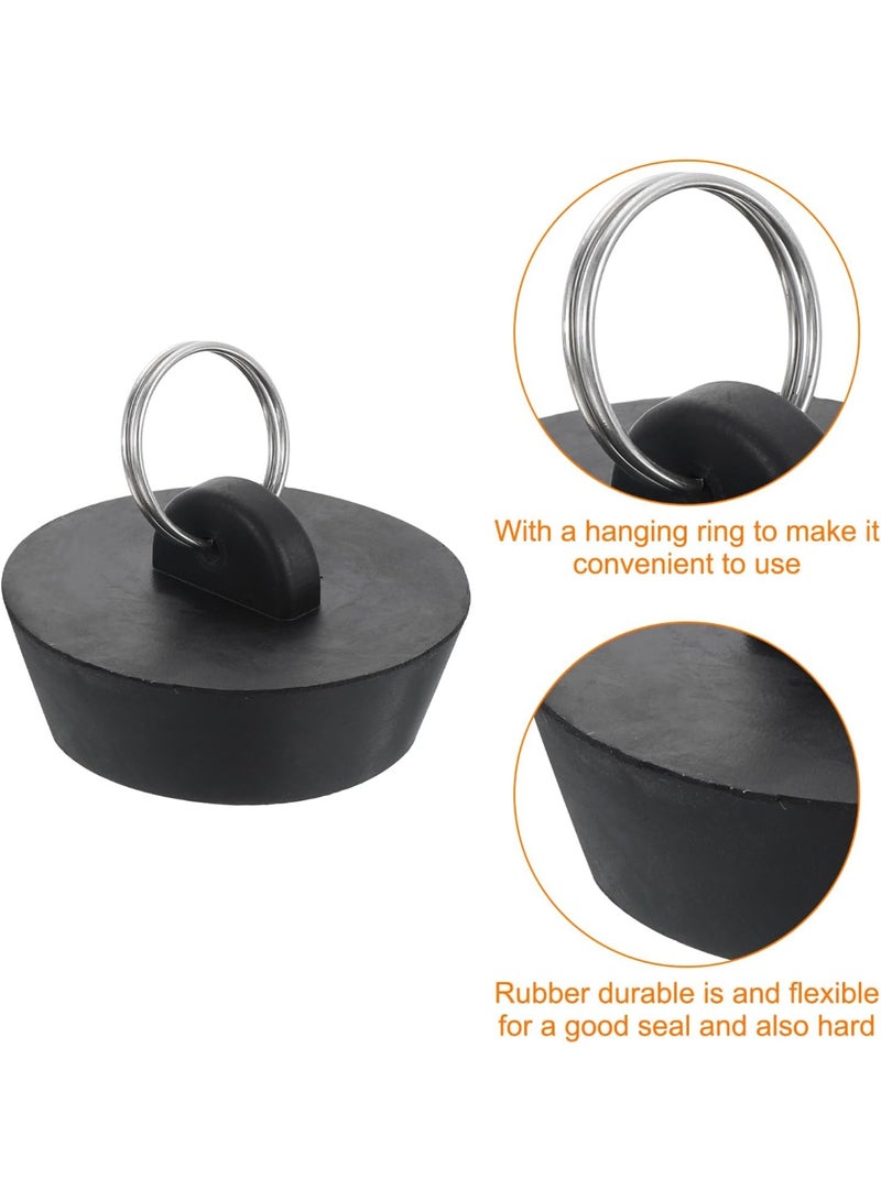 كيلا عبوة من 4 سدادات تصريف مطاطية مع حلقة تعليق، سدادة تصريف حوض الاستحمام تناسب مقاس 1-1/2 بوصة إلى 1-3/4 بوصة، سدادة تصريف مطاطية لحوض الاستحمام والمطبخ والحمام، لون أسود - Image 2