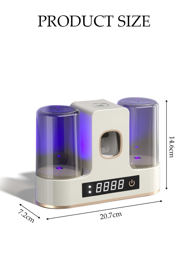 DUNISO UV Toothbrush Sterilizer Equipped with a Display Screen， Wall Mounted Toothbrush Holder, Toothbrush Holder, Intelligent Dental Cup Drying Rack，Bathroom Toothbrush Holder Wall Mounted UV Sterilizer，Beige  - Image 2