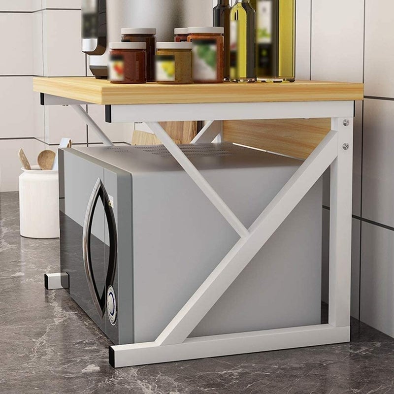 INDIAN DECOR INDIAN DECOR 37300 Shelf Microwave Shelf Stand Storage Shelf Storage RacksWooden Microwave Oven Rack Kitchen Bakers Rack Kitchen Counter and Cabinet Shelf Rack Color 54 40 37cm  - Image 2