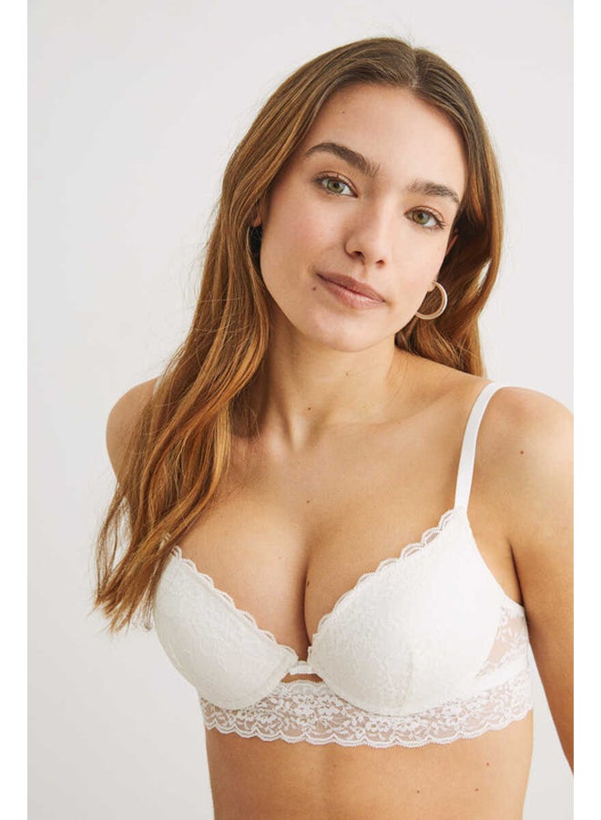 Sujetador push up encaje blanco