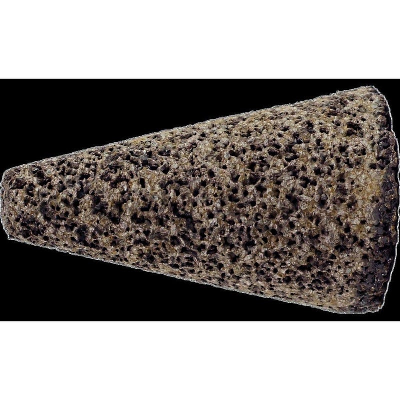 61855 Type 17 Tapered Cone, Aluminum Oxide, 1-1/2 x 1/2 Diameter x 3" Length, 5/8-11 Thread, 24192 RPM, 16 Grit