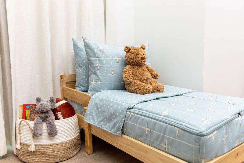 Beddy's Airplane Theme Durable Zipper Bedding for Kids, Bed in a Bag, Light Blue Sheets & Comforter with Plane Design, Includes Pillowcase & Pillow Sham Easy to Make & Wash - Image 2