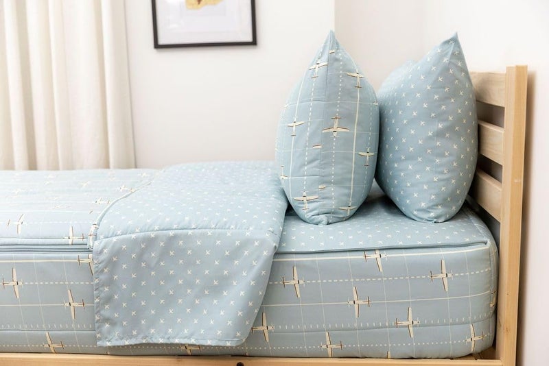 Beddy's Airplane Theme Durable Zipper Bedding for Kids, Bed in a Bag, Light Blue Sheets & Comforter with Plane Design, Includes Pillowcase & Pillow Sham Easy to Make & Wash - Image 5