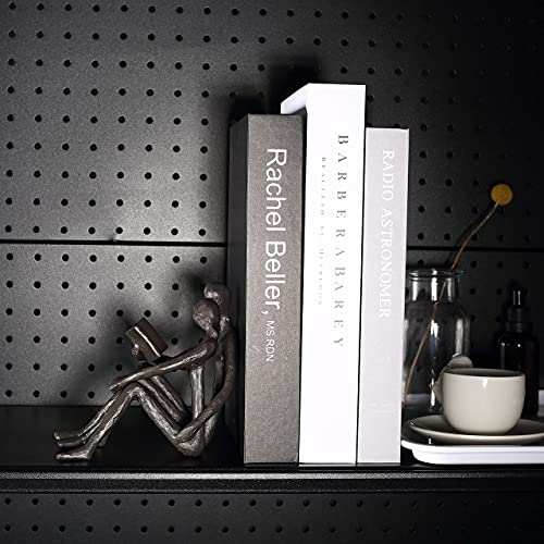 Ambipolar Romantic Reading Couple Bookshelf Decor, Cast Iron Bookend, Aesthetic Room Decor, Office Desk Decor, Home Decorative Bookend for Heavy Books, Satin Black - Image 3