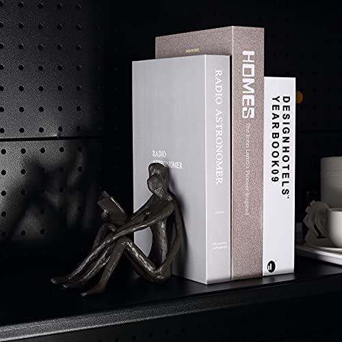 Ambipolar Romantic Reading Couple Bookshelf Decor, Cast Iron Bookend, Aesthetic Room Decor, Office Desk Decor, Home Decorative Bookend for Heavy Books, Satin Black - Image 5