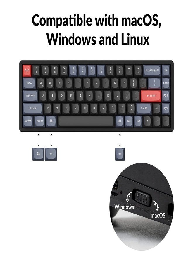 Keychron كيبورد ميكانيكي لاسلكي Keychron K6 Pro QMK/Launcher قابل للبرمجة مخصص مع مفاتيح قابلة للتبديل Keychron K Pro بمفتاح أزرق تصميم 65% إطار من الألمنيوم إضاءة خلفية RGB كيبورد مكتبي لنظامي Mac و Windows و Linux - Image 5