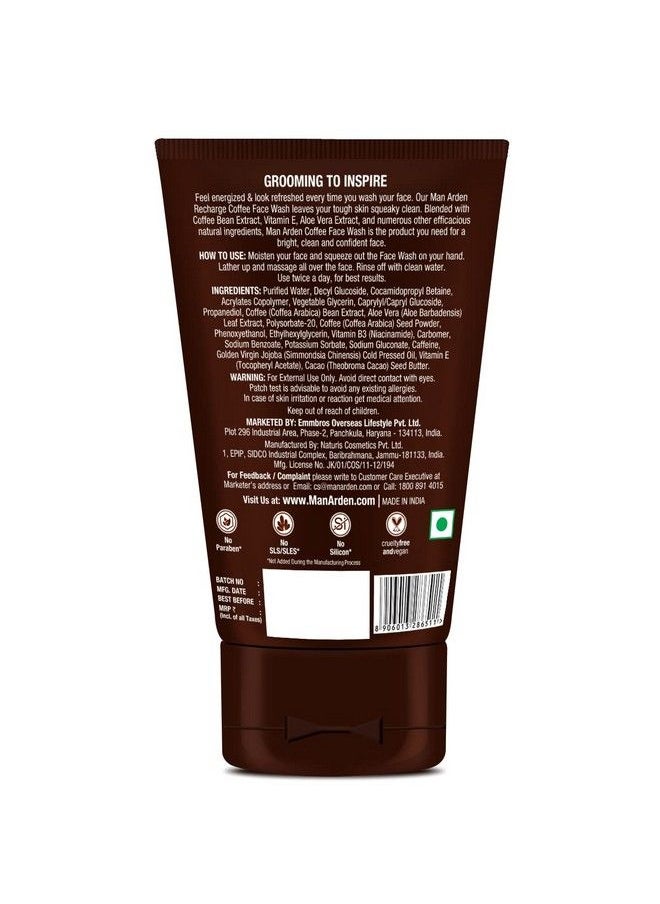 Man Arden - Coffee Face Wash No Parabens Sulphate Silicones 100Ml - Image 1