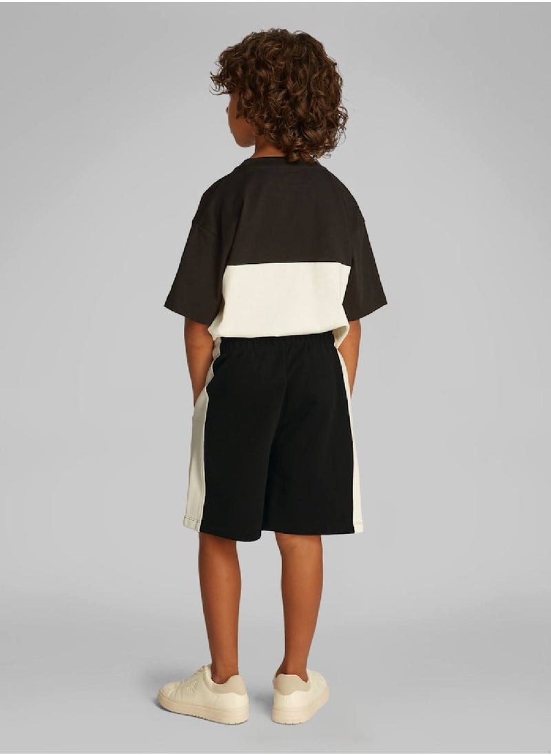 Calvin Klein Jeans - Boys' Relaxed Colourblock Jogging Shorts - Cotton, Black - Image 1