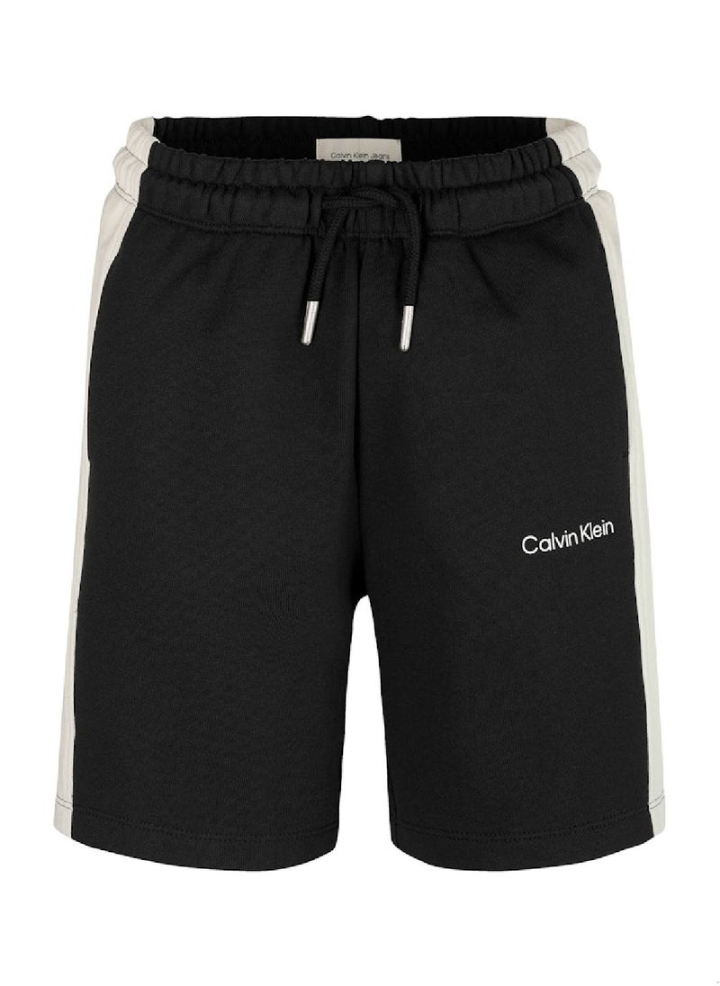 Calvin Klein Jeans - Boys' Relaxed Colourblock Jogging Shorts - Cotton, Black - Image 1