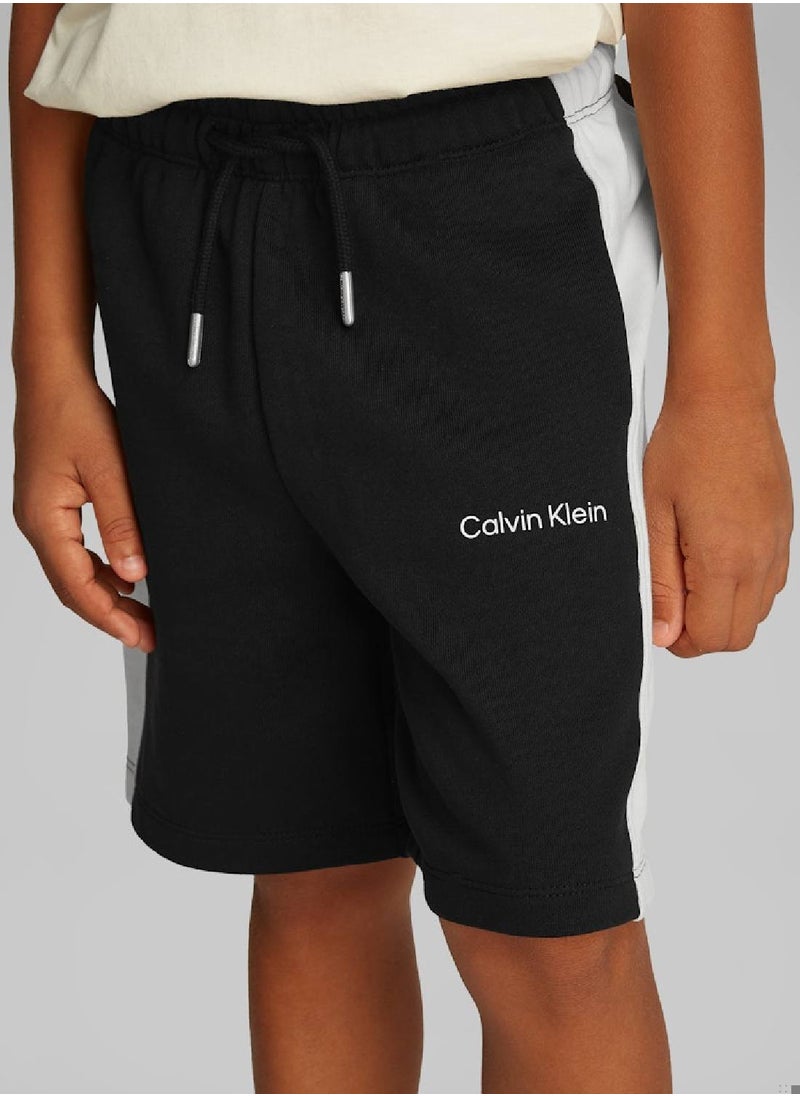 Calvin Klein Jeans - Boys' Relaxed Colourblock Jogging Shorts - Cotton, Black - Image 1