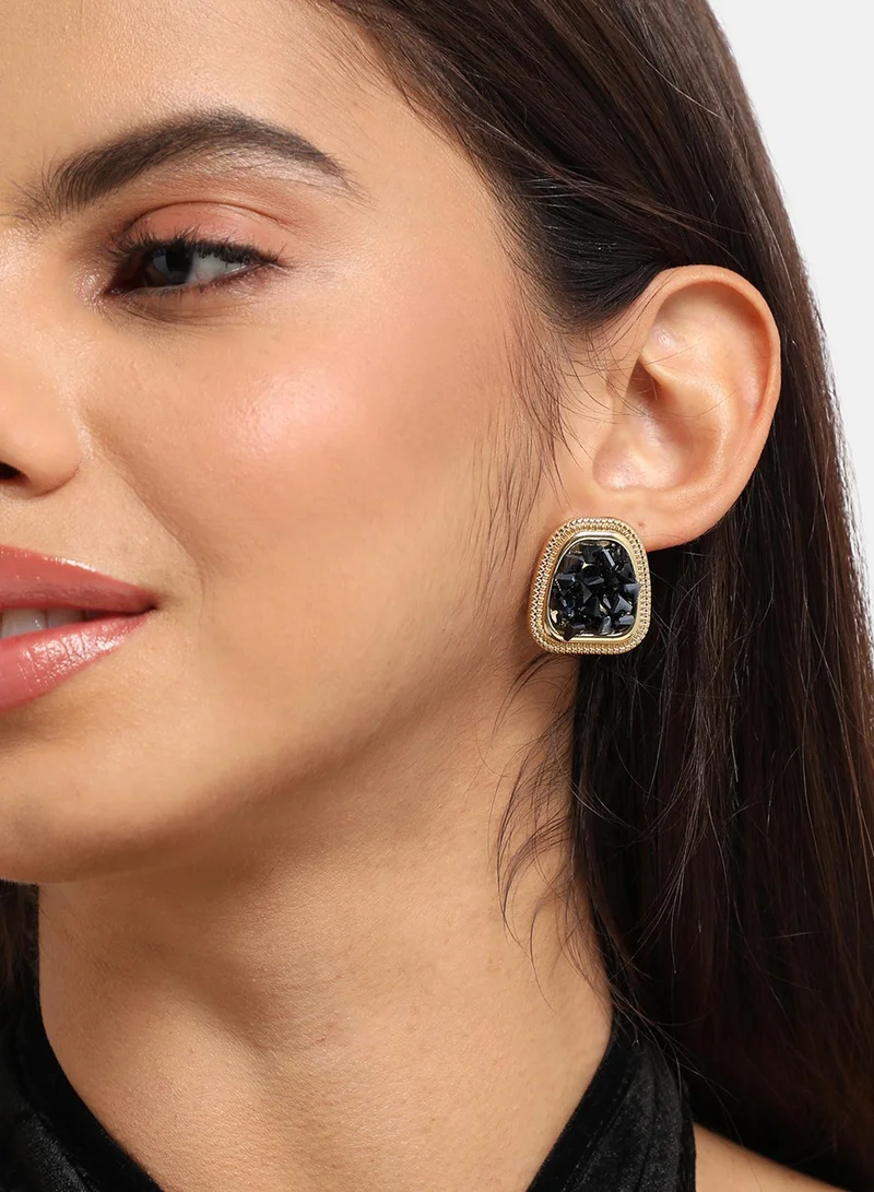 سوهي أقراط عنقودية مزخرفة - أسود وذهبي