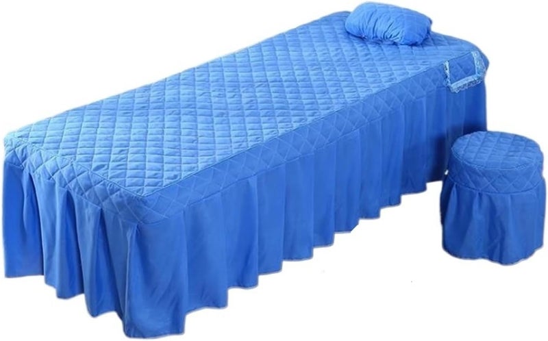 Beauty Salon Massage Table Bed Sheet Skirt and Pillowcase for Beauty Salon Table Bed skirt Massage SPA Bed Cover Colchas with Hole(Plum,80X190cm) - Image 1