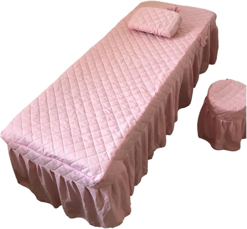 Beauty Salon Massage Table Bed Sheet Skirt and Pillowcase for Beauty Salon Table Bed skirt Massage SPA Bed Cover Colchas with Hole(Plum,80X190cm) - Image 2
