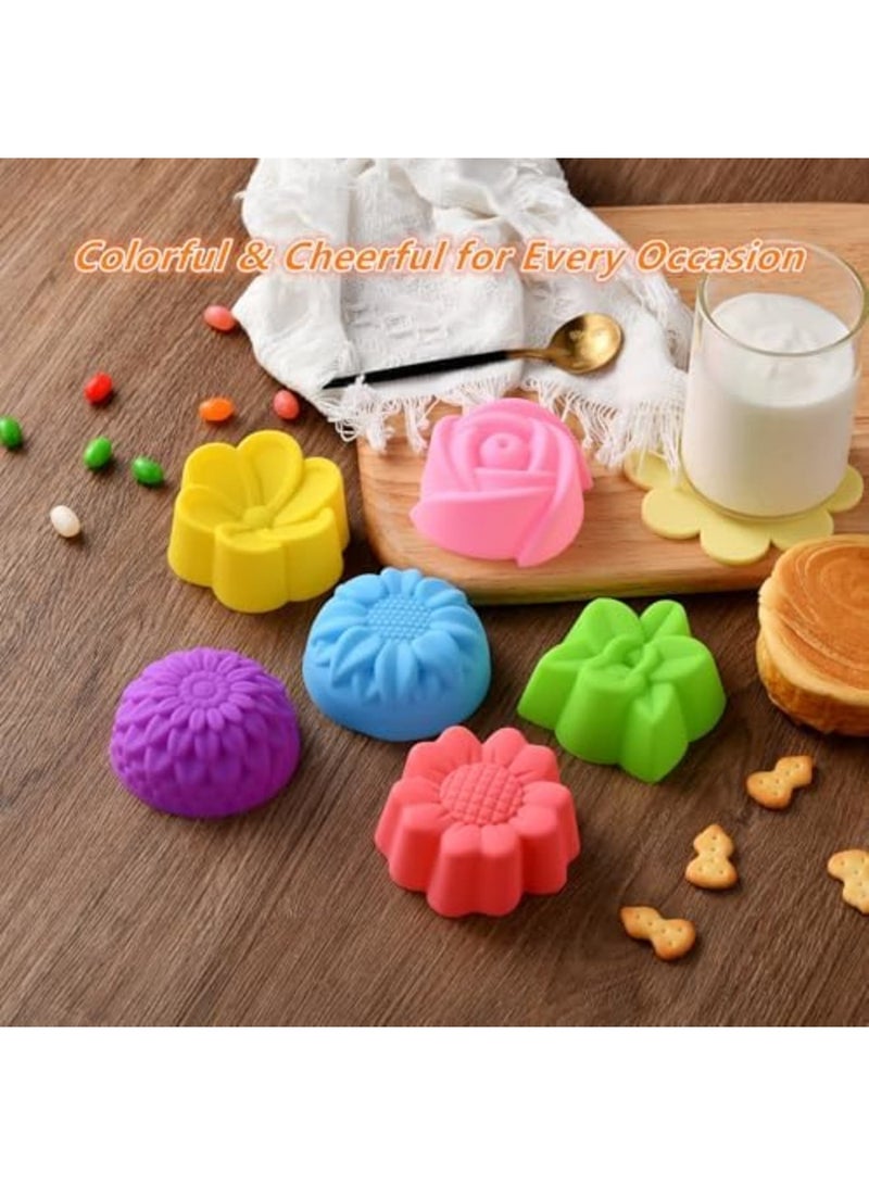 Barakah Reusable Silicone Baking Cups, Non-Stick Silicone Cupcake Liners for Baking, Multi-Flower Shapes Muffin Molds, 5cm Diameter, Multicolor Pack of 36, Ideal for Baking, Crafts, and Food Dividers - Image 4