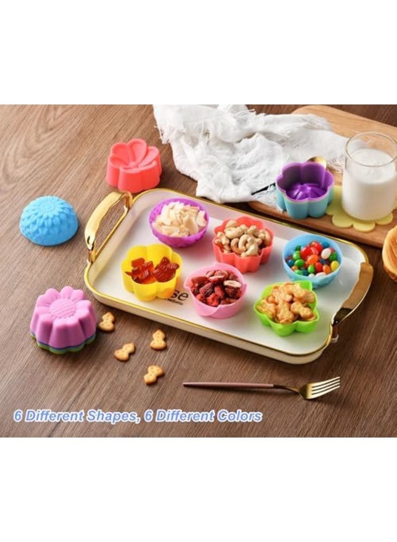 Barakah Reusable Silicone Baking Cups, Non-Stick Silicone Cupcake Liners for Baking, Multi-Flower Shapes Muffin Molds, 5cm Diameter, Multicolor Pack of 36, Ideal for Baking, Crafts, and Food Dividers - Image 2