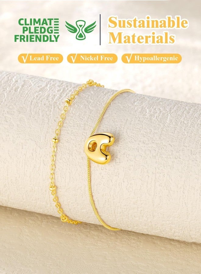 U7 Gold Initial Ankle Bracelets for Women Waterproof,Layered 14K Gold Plated Letter Anklets for Women No Tarnish,Summer Beach Anklet with Initial L - Image 5