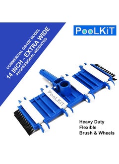 PooLKiT PooLKiT Swimming Pool Vacuum Hose Pipe 9 Meter 9 Mtrs30 Feet Swimming Pool Vacuum Head 18 inch Swimming Pool Vacuum Head Cleaner Flexible Brush 14 inch Algae Brush 10 Inch Wall Brush 10 Inch  - Image 4
