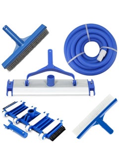 PooLKiT PooLKiT Swimming Pool Vacuum Hose Pipe 9 Meter 9 Mtrs30 Feet Swimming Pool Vacuum Head 18 inch Swimming Pool Vacuum Head Cleaner Flexible Brush 14 inch Algae Brush 10 Inch Wall Brush 10 Inch  - Image 1
