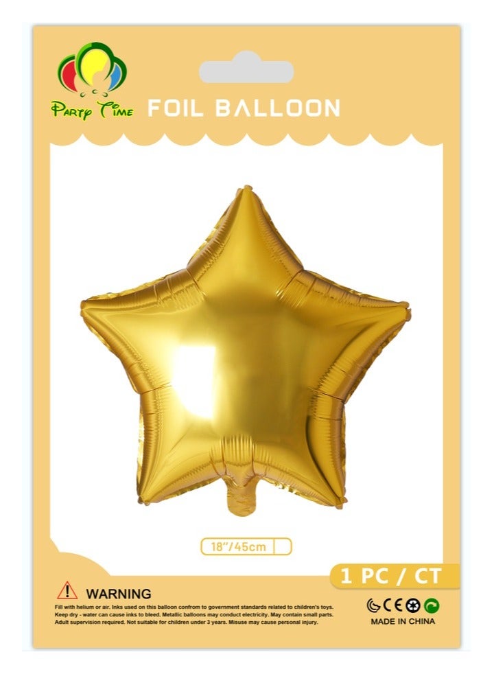 بارتي تايم 1 قطعة نجمة شكل احباط بالون 18 بوصة لامعة الذهب لون حزب الديكور العرض - Image 1