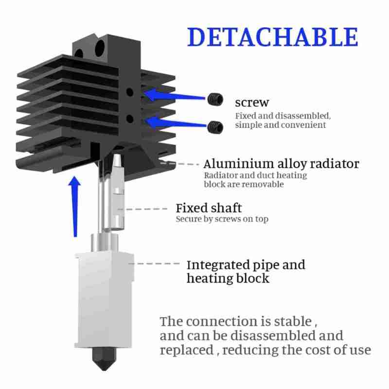 Extruder Kit: Metal CuCrZr Nickel-Plated Heating Block - 500℃ High Temperature Resistance Fast Thermal Conductivity, Detachable Design Sagging Prevention Nozzle for 3D Printer Setup Operation - Image 4