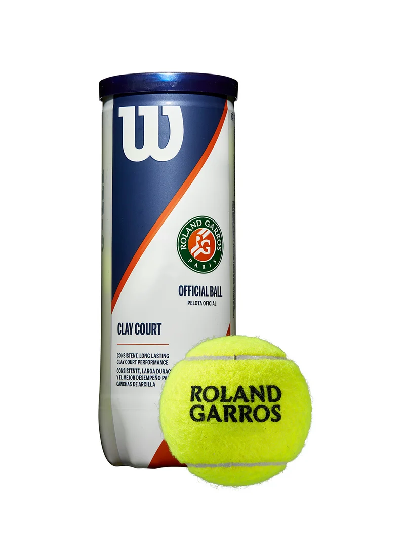 Wilson Yellow Roland Garros Clay Court Yellow Tennis Balls - 3 Ball Can  | Best Price UAE