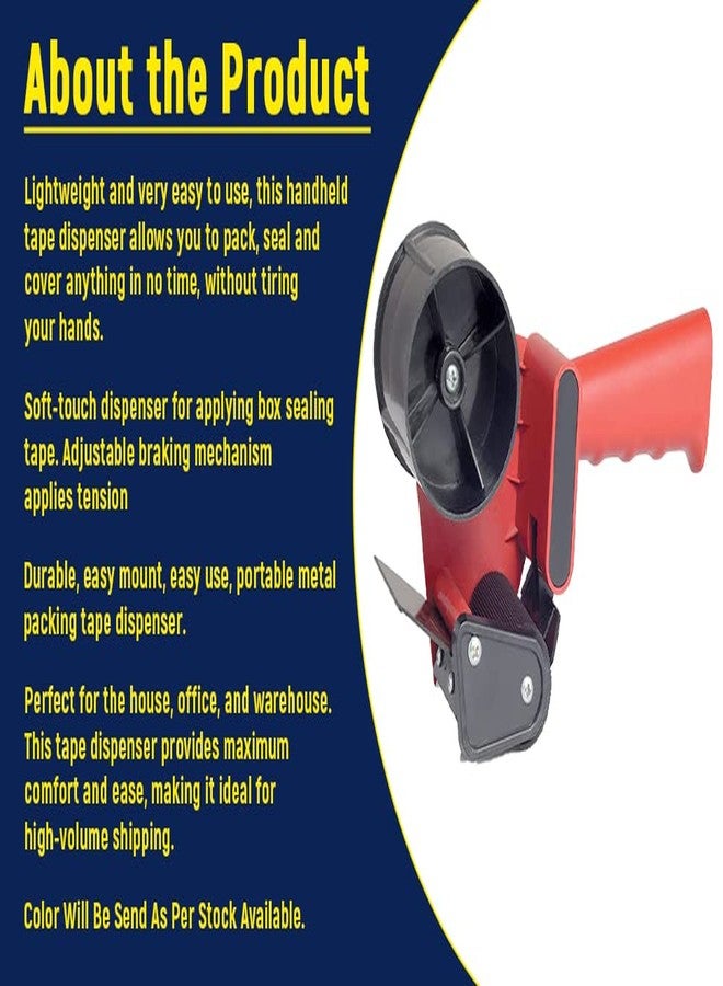 Dinojames 3 Inch Plastic Tape Dispenser for Packing Packages Lightweight Ergonomic Industrial Tape Cutter for Couriers One Size fits up to 3 inches or 72mm Tapes - Assorted Colours - Image 2