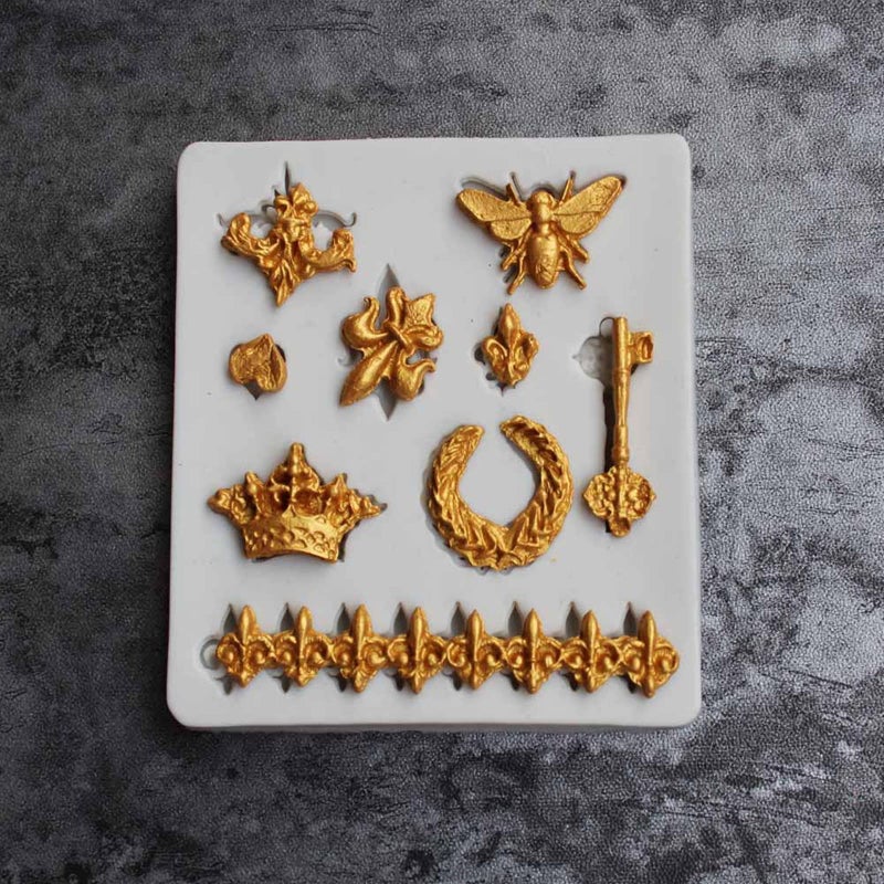 Zittop Cute Crown Fleur De Lis Heart Butterfly Collection Fondant 3D Diy Cupcake Silicone Mold Tool for Make Chocolate Hard Candies Dessert Ice Cube - Image 1