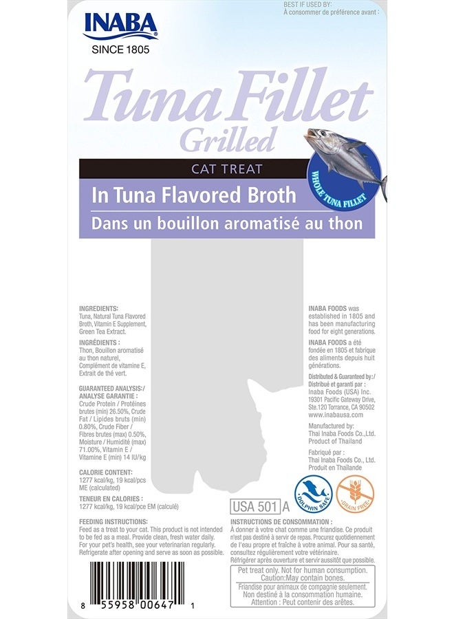 INABA Premium Hand-Cut Grilled Tuna Fillet Cat Treats/Topper with Vitamin E and Green Tea Extract, 0.52 Ounces Each, Pack of 6, Tuna Broth - Image 2