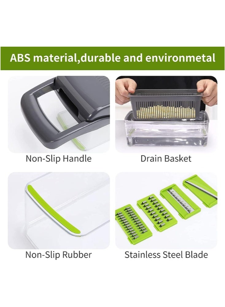 Arabest 12-in-1 Vegetable Slicer & Dicer, Multifunctional Kitchen Slicer, with 6 Blades, Container and Hand Guard, Vegetable Cutter/grater/slicer, for Potato, Carrot, Cucumber, Fruit - Image 5