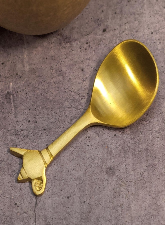 Ambi Home Small Kettle Head Brass Tea Spoons - Set of 2 | Brass | Kitchenware | Tea Spoon Set | Decor | Handcrafted | Vintage - Image 2