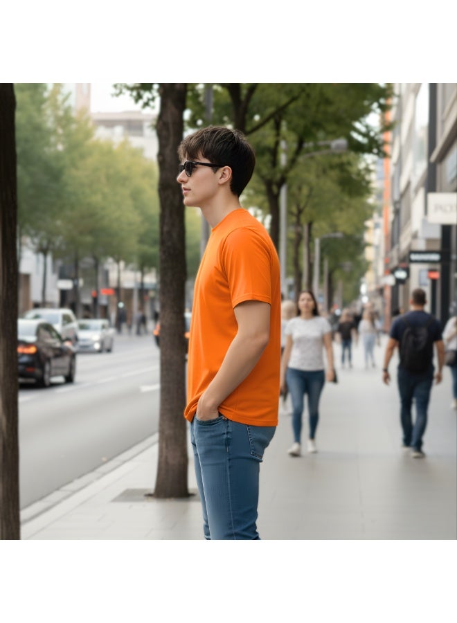 Turkey Flag Printed Men's T-Shirt Orange Round Neck Short Sleeve Cotton Tee–Travel Souvenir Gift–Soft & Comfortable - Image 5