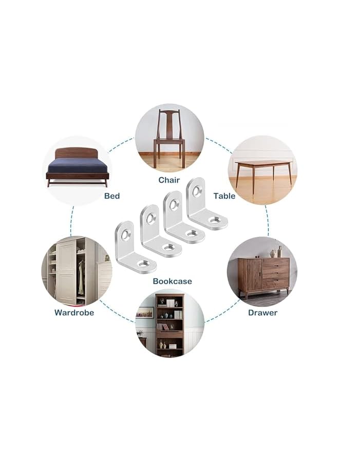 promass Corner Brace L Shaped Bracket, Stainless Steel Corner Code Decorative Joint Right Angle Bracket for Shelf Supports Fixing Wood Furniture Chair Table Cabinet Bed with Screws (30x30x16mm) - Image 3