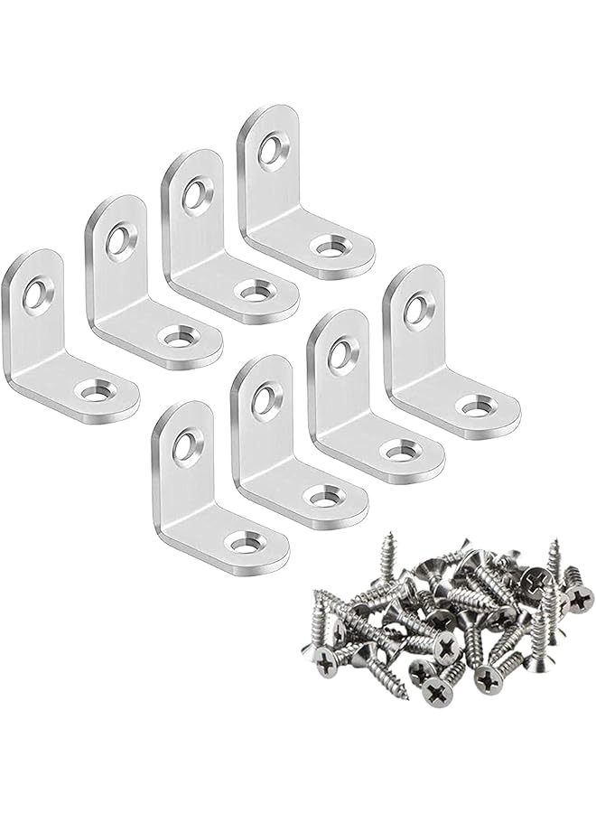 promass Corner Brace L Shaped Bracket, Stainless Steel Corner Code Decorative Joint Right Angle Bracket for Shelf Supports Fixing Wood Furniture Chair Table Cabinet Bed with Screws (30x30x16mm) - Image 1