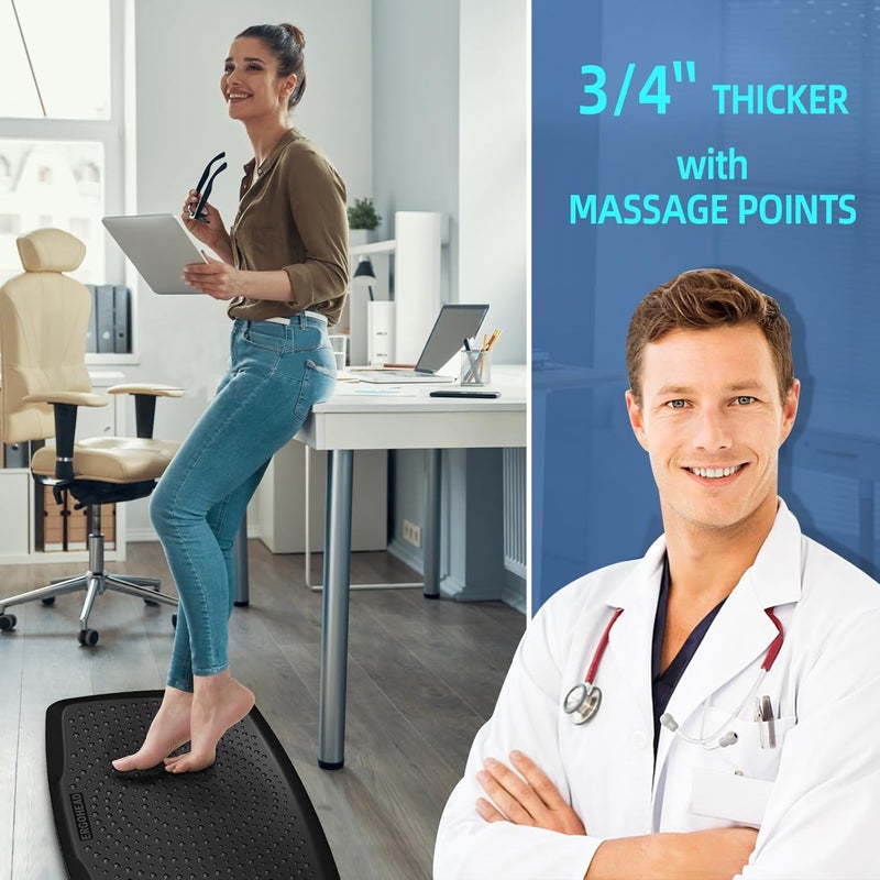 ergohead Large Comfort Standing Desk Mat (17"x28") - 3/4 Thick PU Foam Anti Fatigue Foot Massage Mat with Acupressure Points, Non-Slip Waterproof Easy Clean Kitchen Floor Mat for Office Home - Image 2