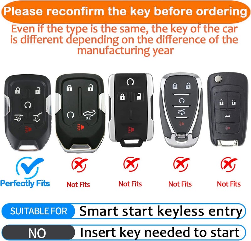 Sindeda for Chevrolet Key Fob Cover with Keychain Soft Full Protection Key Shell Key Case Compatible with Chevy Suburban Tahoe Silverado GMC Terrain Yukon Sierra 1500 2500 3500 HD (Pink, 6 Button) - Image 2