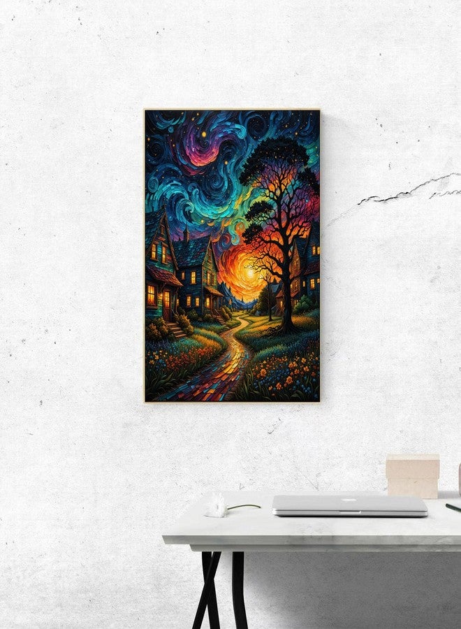 ldazao Starry Paint By Numbers Kit For Adults, Country Night Paint By Number Kits For Beginner Moon Acrylic On Canvas Diy Oil Painting Kit Adults' Paint-By-Number Kits For Gift Home Wall Decor 16x20 Inch - Image 4